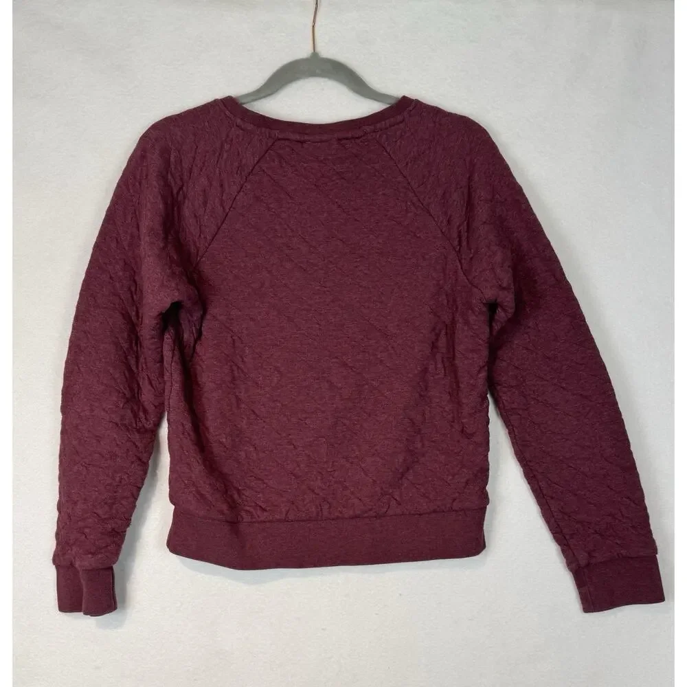 Patagonia Women’s Organic Cotton Quilted Crewneck Sweatshirt Burgundy Red Small - Picture 2 of 4